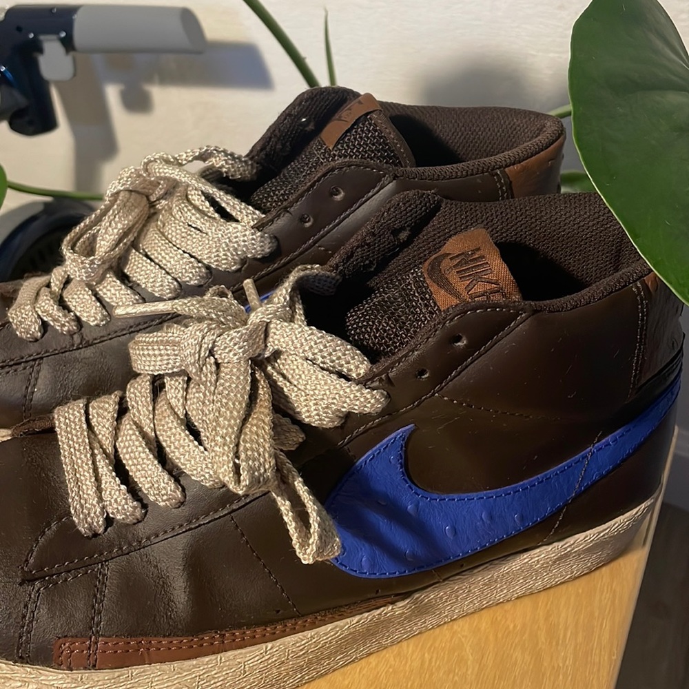 Nike swoosh, 07 , size 9.5 men’s , brown and royal blue